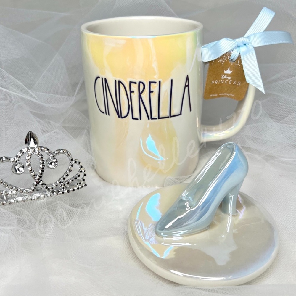 Rae Dunn Disney NEW CINDERELLA Mug Glass Slipper Iridescent Black LL Coffee Tea - Picture 10 of 17